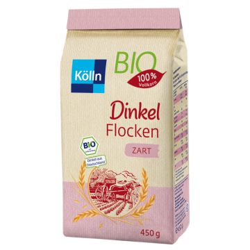 Kölln Bio Dinkelflocken zart 450g, 100% Vollkorn-Dinkel