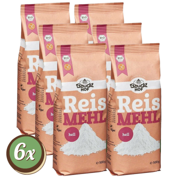 Multipack: 6x Bauckhof Reismehl hell à 500g Bio glutenfrei