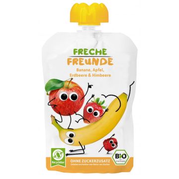 Freche Freunde Bio Quetschie Banane, Apfel, Erdbeere & Himbeere 100g