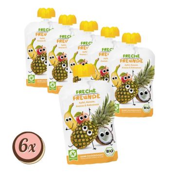 Multipack: 6x Freche Freunde Bio Quetschie "Apfel, Banane, Ananas & Kokosnuss" á 100g