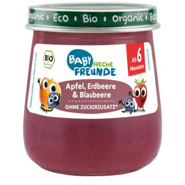 Freche Freunde Bio Gläschen Apfel, Erdbeere & Blaubeere 120g