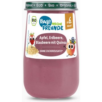 Freche Freunde Bio Gläschen Apfel, Erdbeere, Blaubeere mit Quinoa 190g, ab 6. Monat