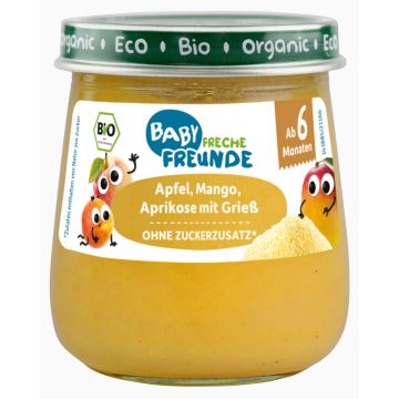 Freche Freunde Bio Gläschen Apfel, Mango, Aprikose mit Grieß 120g