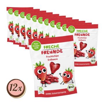 Multipack: 12x Freche Freunde Bio Fruchtchips Erdbeere á 12g