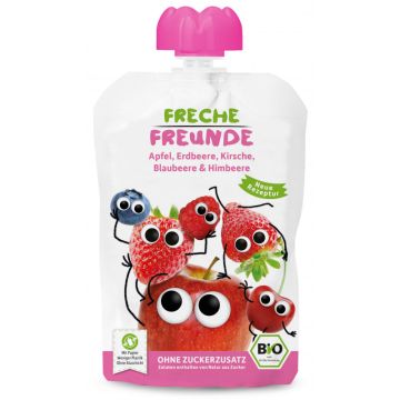 Freche Freunde Bio Quetschie Apfel, Erdbeere, Kirsche, Blaubeere & Himbeere 100g