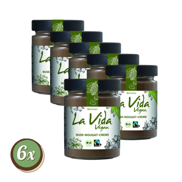 Multipack: 6x Brinkers LA VIDA Bio Nuss-Nougatcreme 270g vegan