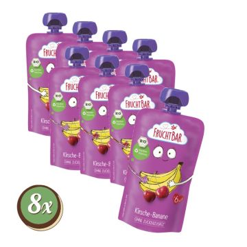 Multipack: 8x FruchtBar Bio-Fruchtpüree Kirsche, Banane á 120g