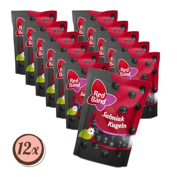 Multipack: 12x Red Band Stehbeutel Salmiak Kugeln á 175g