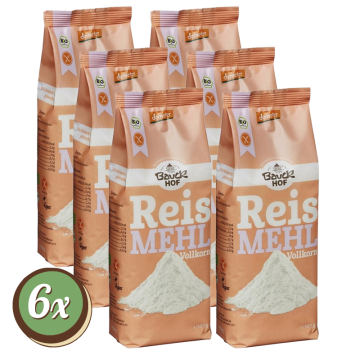 Multipack: 6x Bauckhof Reismehl Vollkorn á 500g Demeter glutenfrei