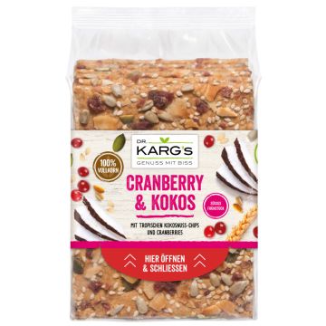 Knapp übers MHD: Dr. Karg's Knäckebrot Cranberry & Kokos, 200g