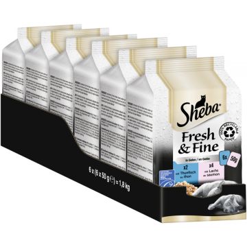 Multipack: 6x Sheba Fresh & Fine Thunfisch & Lachs mit je 6x 50g