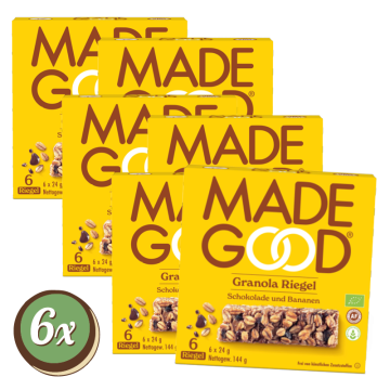 Multipack: 6x MadeGood Granola Riegel Choco Banane á 144g