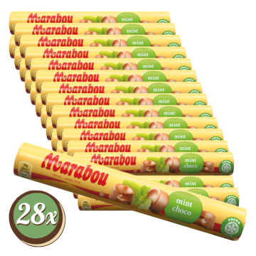 Multipack: 28x Marabou Rolle Mint-Choko, Gefüllte Milchschokolade mit Minz-Toffee 78g