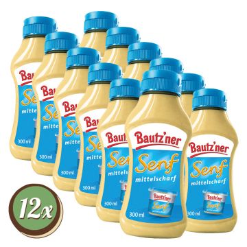 Multipack: 12x Bautz'ner Senf mittelscharf 300ml Squeeze