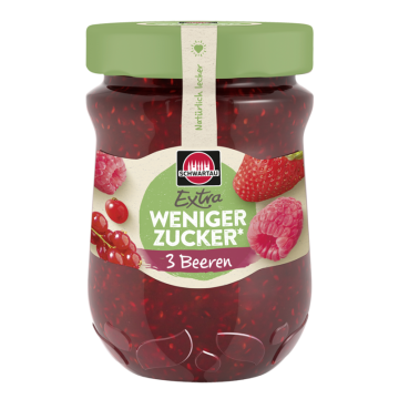 Kurzes MHD: Schwartau Weniger Zucker 3 Beeren 300g