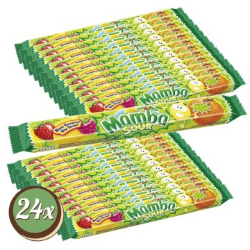 Multipack: 24x Mamba Sour, köstlich saure Kaubonbons, á 106g