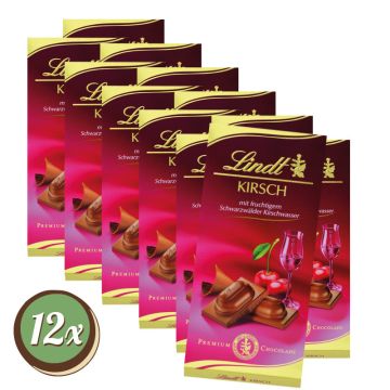 Multipack: 12x Lindt Kirsch Tafel 12 x 0,100 KG 100g