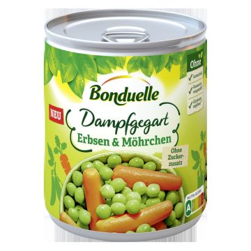 Bonduelle Erbsen mit Möhrchen Dampfgegart 850ml / 610g