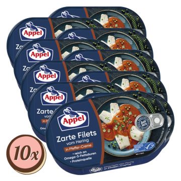 Multibox: 10x Appel MSC Heringsfilets Pfeffer-Creme á 200g