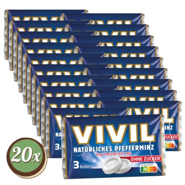 Multipack: 20x Vivil Pfefferminze ohne Zucker á 84g