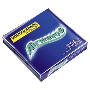 3x Wrigley's AIRWAVES Menthol Eucalyptus = 3x14g