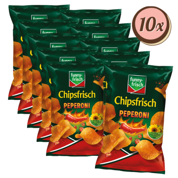 Multipack: 10x Funny Frisch Chipsfrisch Peperoni à 150g