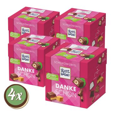 Multipack: 4x RitterSport Schokowürfel Dankeschön Box á 176g