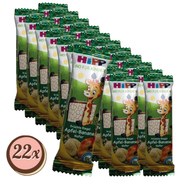 Multipack: 22x Hipp Früchte Riegel Apfel-Banane-Hafer à 23g