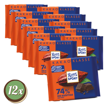 Multipack: 12x Ritter Sport Die Kräftige 74% à 100g