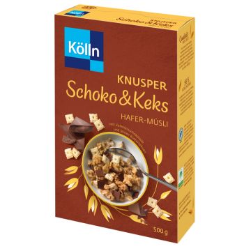 Knapp übers MHD: Kölln Knusper Schoko & Keks Hafer-Müsli 500g