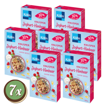 Multipack: 7x Kölln Knusper Joghurt-Himbeer Hafer-Müsli á 500g