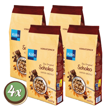 Multipack: 4x Kölln Schoko Hafer-Müsli á 2000g