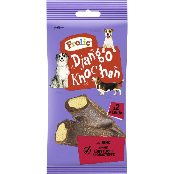 FROLIC™ Django Knochen Beutel für Mittlere Hunde mit Rind 2 Stück 170g