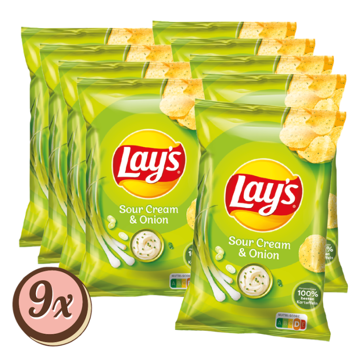 Multipack: 9x Lay's Sour Cream & Onion à 150g