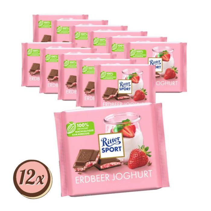 Multipack: 12x Ritter Sport Erdbeere-Joghurt à 100g