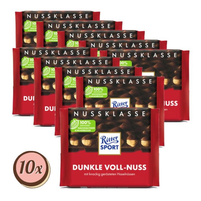 Multipack: 10x Ritter Sport Dunkle Voll-Nuss à 100g