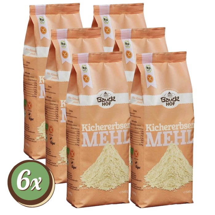 Multipack: 6x Bauckhof Kichererbsenmehl á 500g Bio glutenfrei