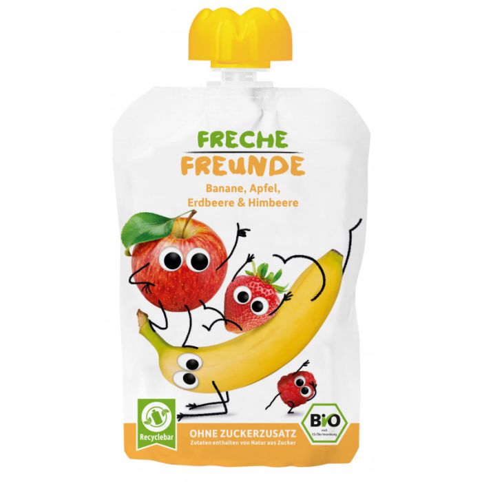 Freche Freunde Bio Quetschie Banane, Apfel, Erdbeere & Himbeere 100g