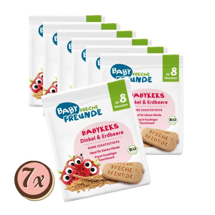 Multipack: 7x Freche Freunde Bio Babykekse Dinkel & Erdbeere á 100g