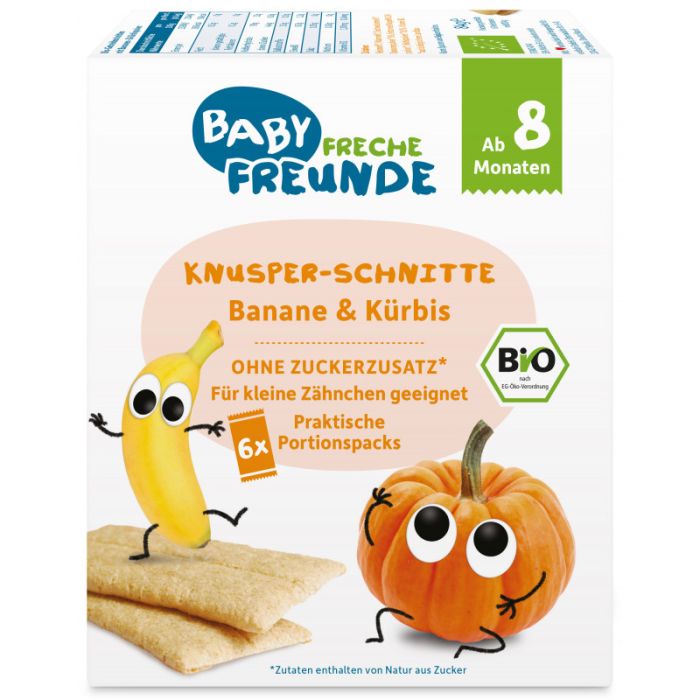 Freche Freunde Bio Knusper-Schnitte Banane & Kürbis 84g