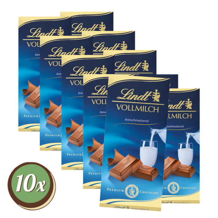 Multipack: 10x Lindt Vollmilch Tafel 100g