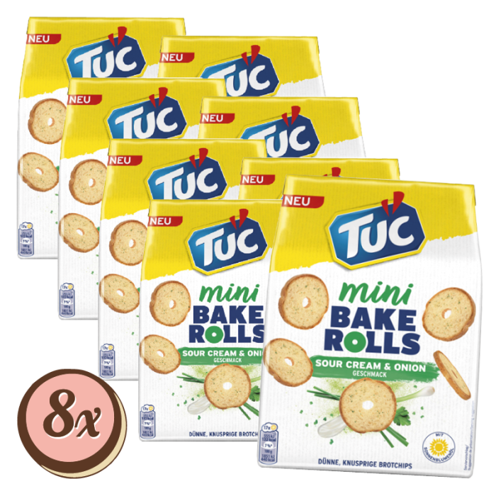 Multipack; 8x Tuc Mini Back Rolls Cream & Onion à 150g