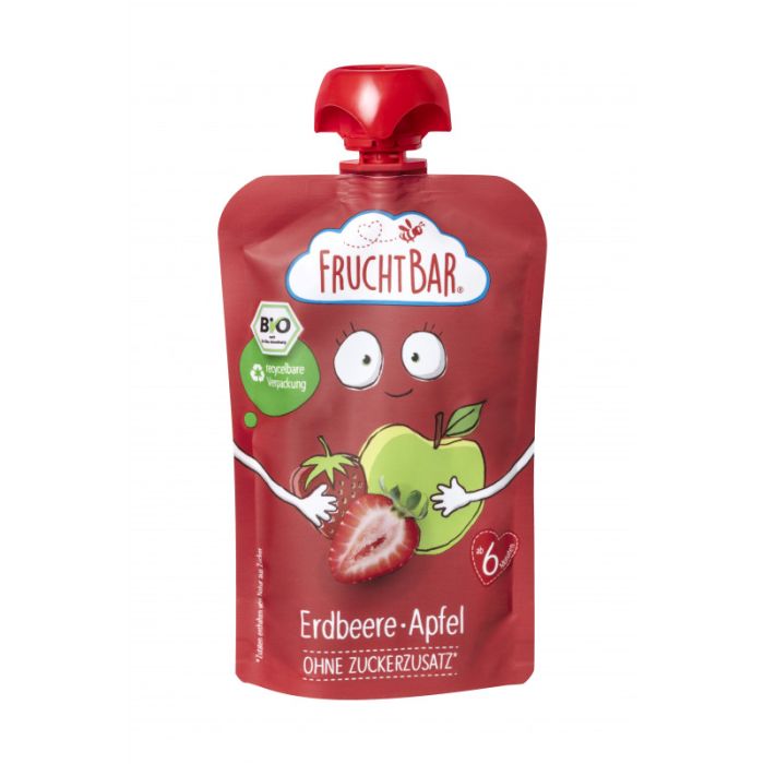 FruchtBar Bio-Fruchtpüree Erdbeere, Apfel 100g