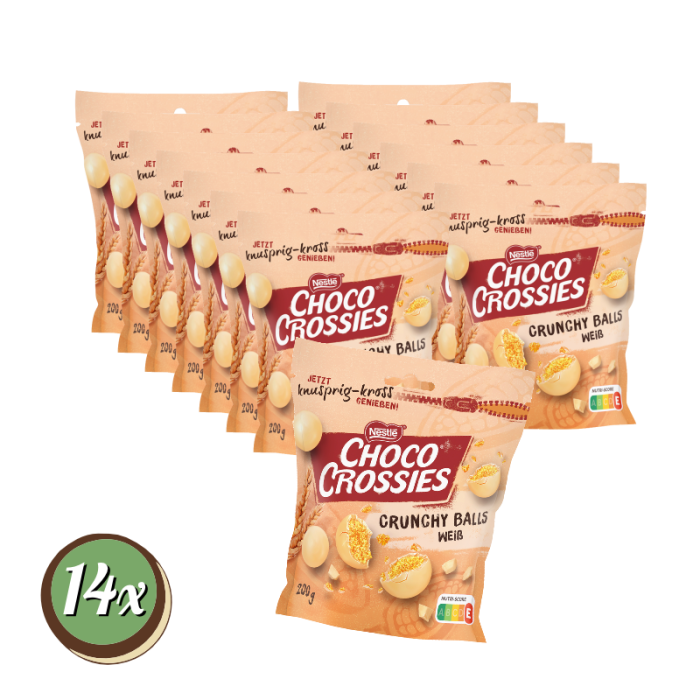 Multipack: 14x Choco Crossies Crunchy Balls Weiß á 200g