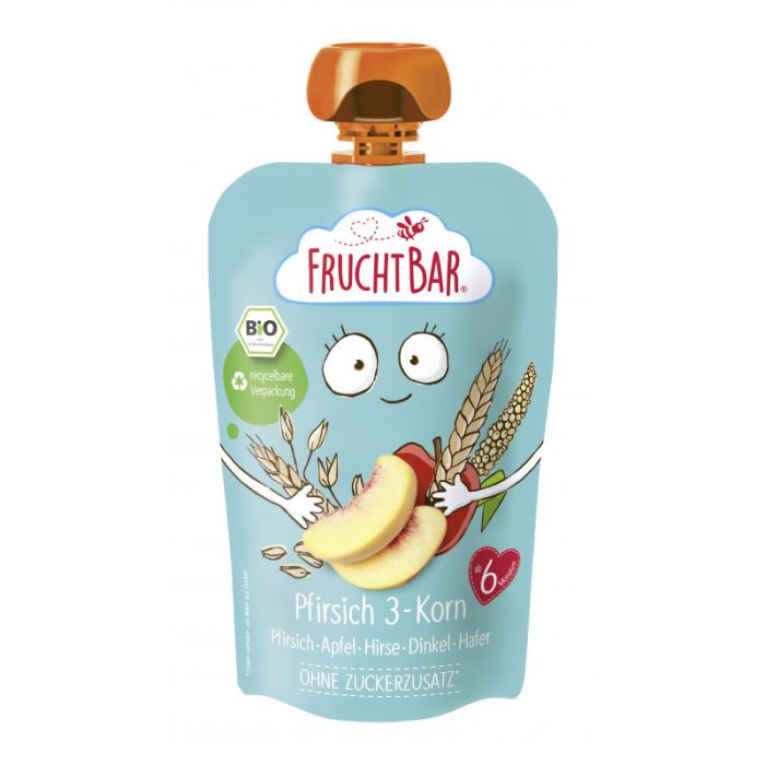 FruchtBar Bio-Fruchtpüree Pfirsich 3-Korn 100g