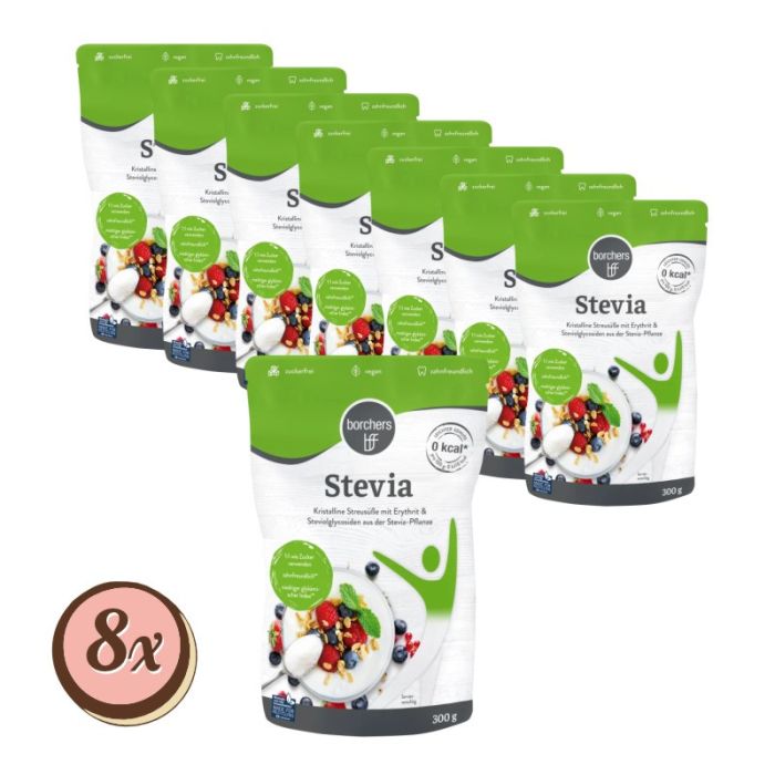 Multipack: 8x Borchers Stevia Kristalline Streusüße à 300g