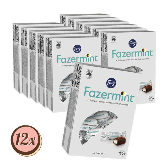 Multipack: 12x Fazermint Box á 150g - Schokoladenpralinen