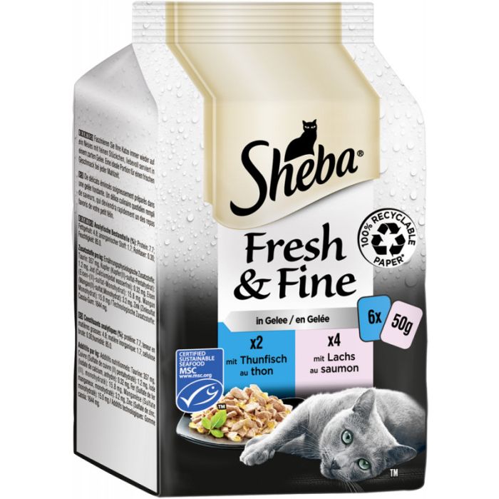 Sheba Fresh & Fine in Gelee mit Thunfisch und mit Lachs 6x 50g