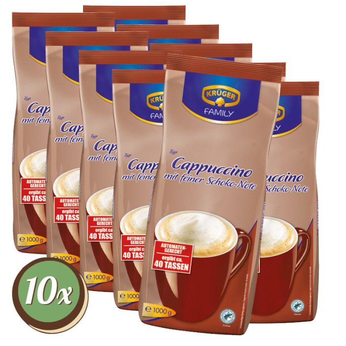 Multipack: 10x Krüger Cappucino mit Kakaonote 1000g