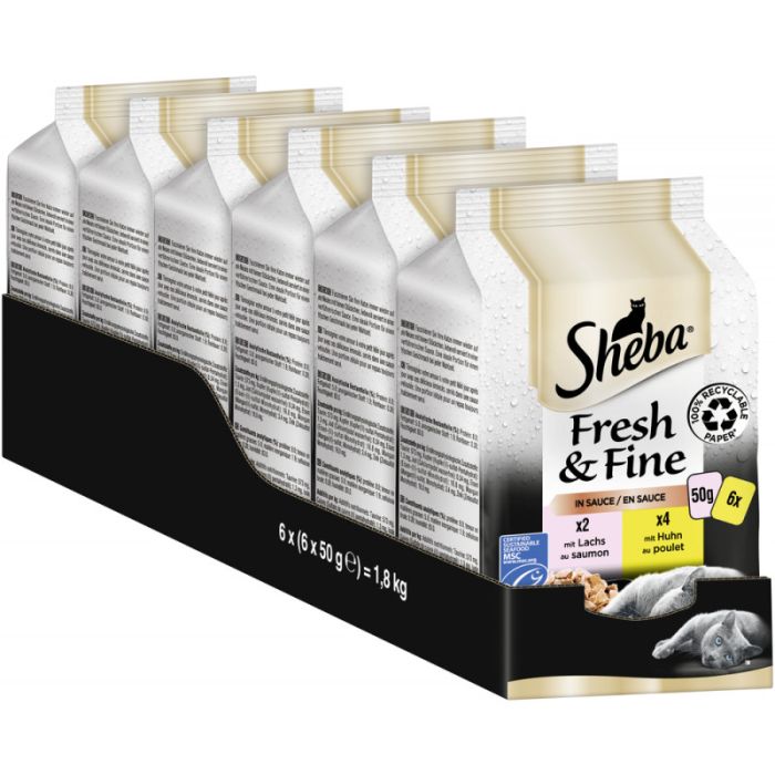 Multipack: 6x SHEBA Fresh & Fine Lachs und Huhn mit je 6x50g